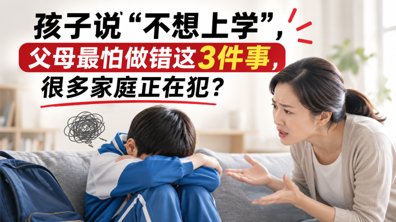 苏老师：孩子说“不想上学”，父母最怕做错这3件事，很多家庭正在犯？-苏小兵家庭教育